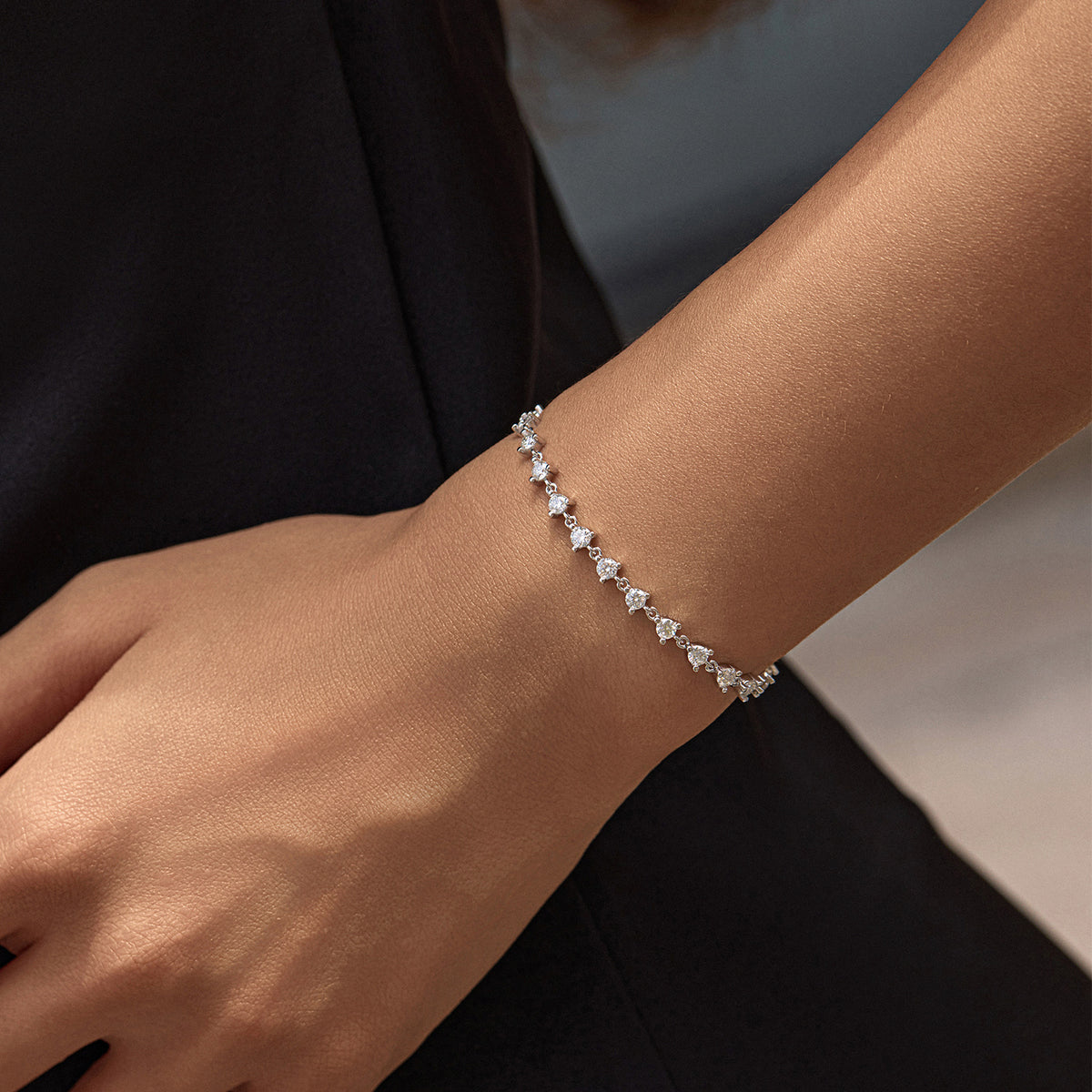 925 Sterling Silver Tennis Moissanite Bracelet