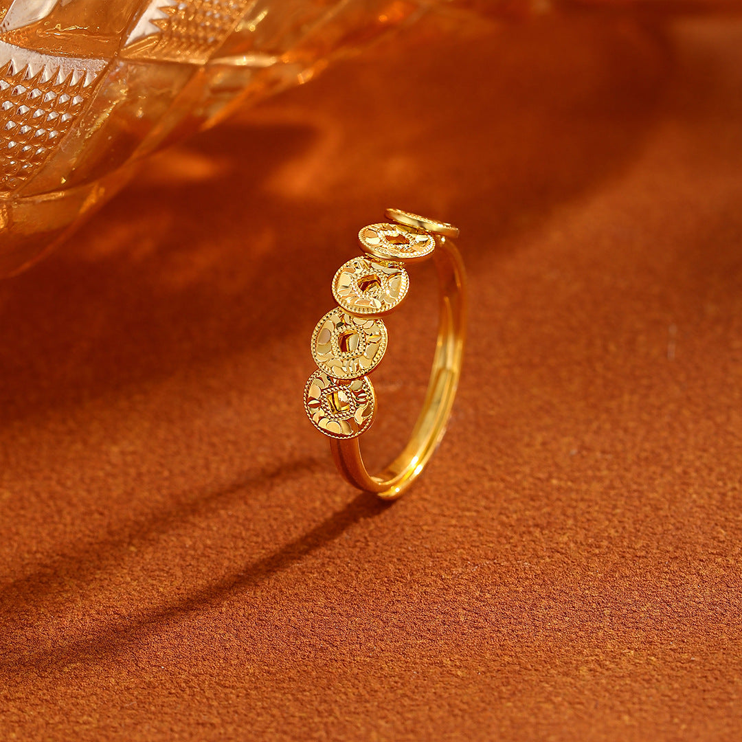 Planderful S925 Sterling Silver Broken Ice Coin Ring For Women Adjustable Light Luxury Index Finger Ring