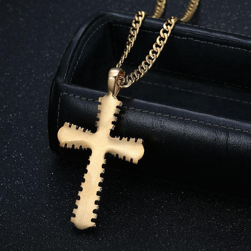 Titanium Steel Necklace – Statement Hip Hop Cross Pendant