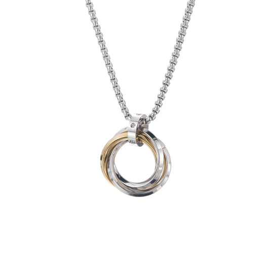 Mens Necklace Hip Hop Three Ring Pendant Titanium Steel Jewelry by Planderful Everyday Genie Collection