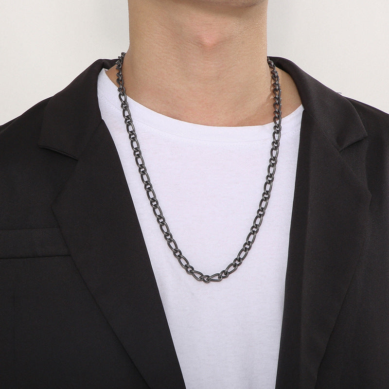 Snake Pattern Vacuum Plating Stainless Steel Men's Horizontal Twist Necklace