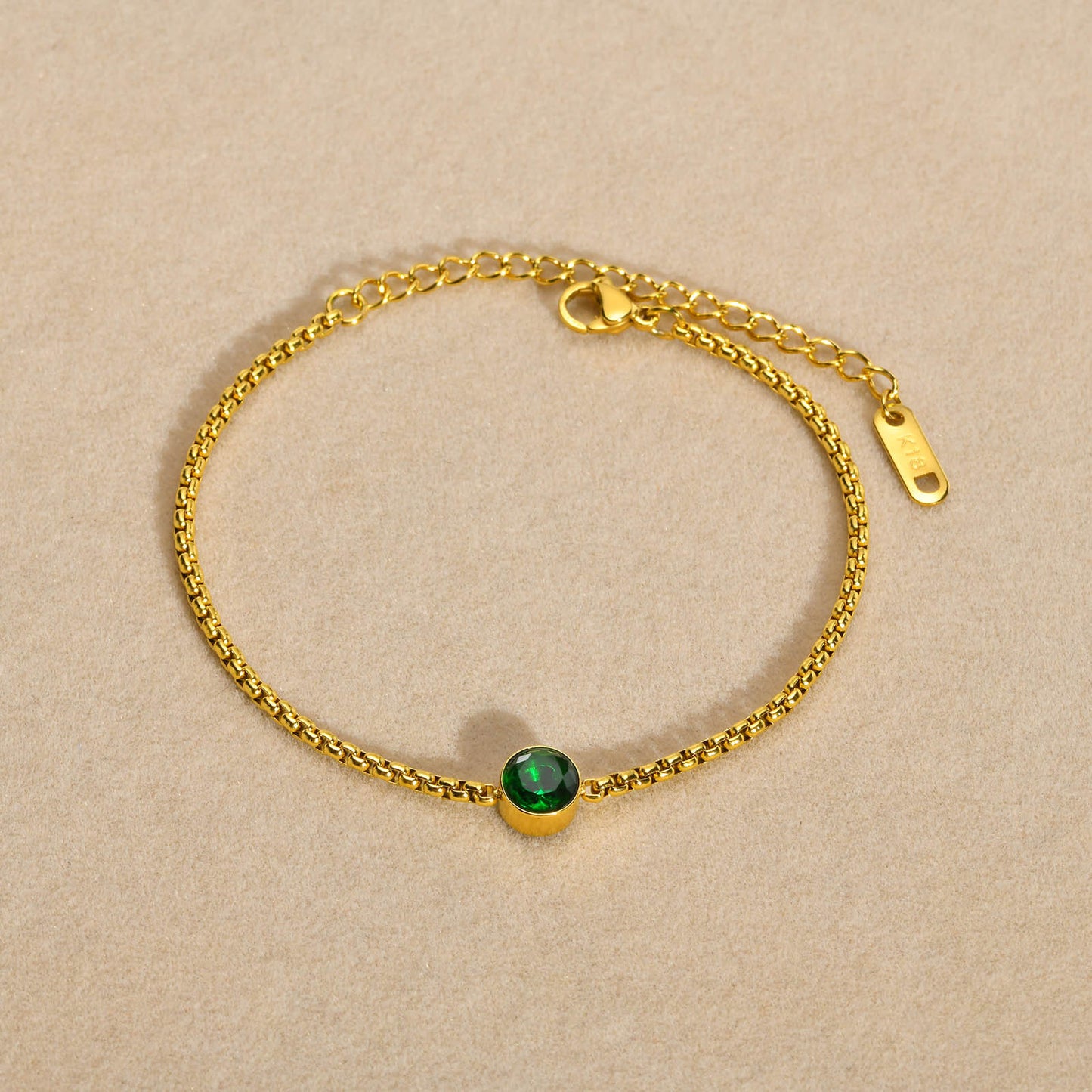 Stainless Steel Women's Niche Fashion Round Emerald Bracelet Gold