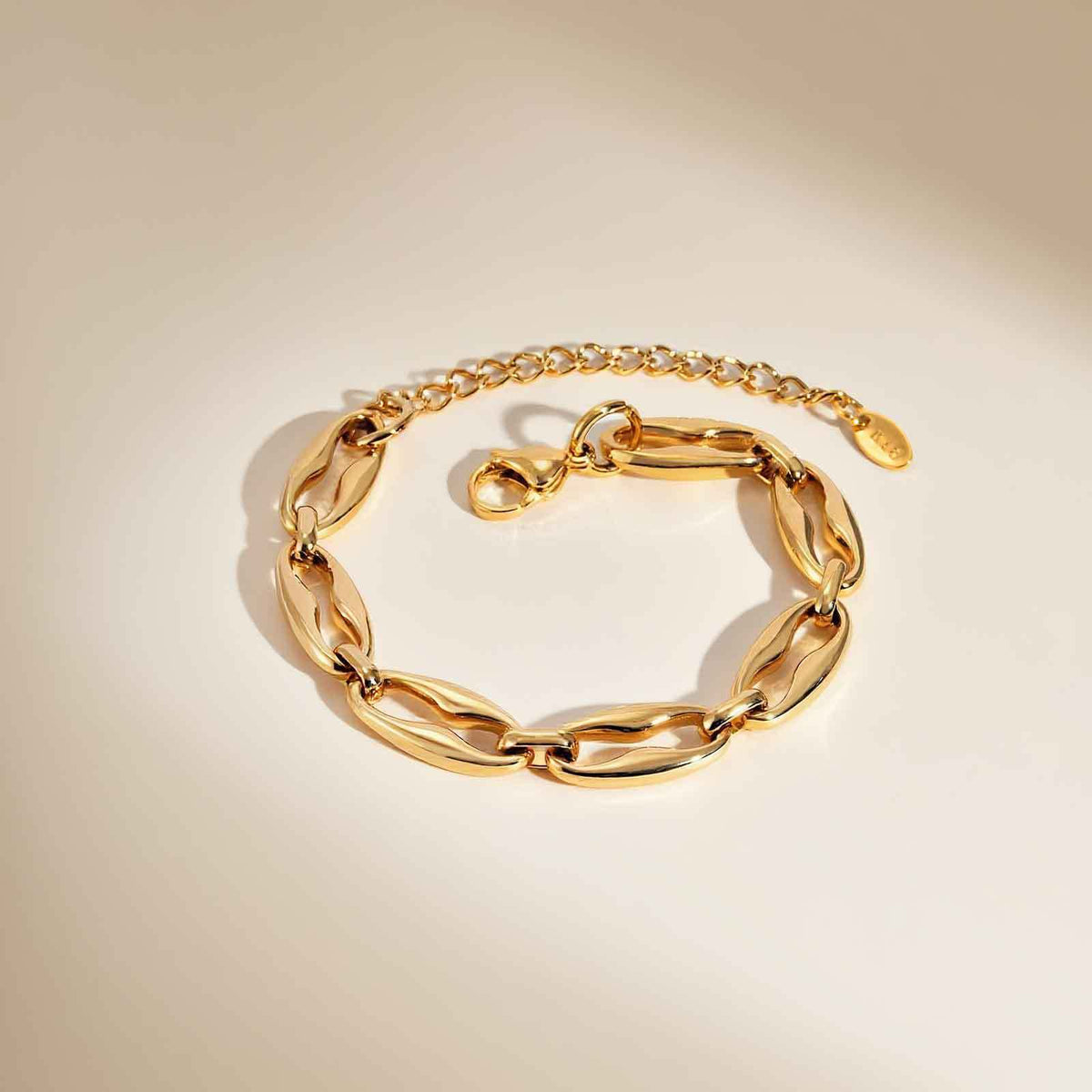 Thick Personalized Oval Big Stainless Steel Bracelet
