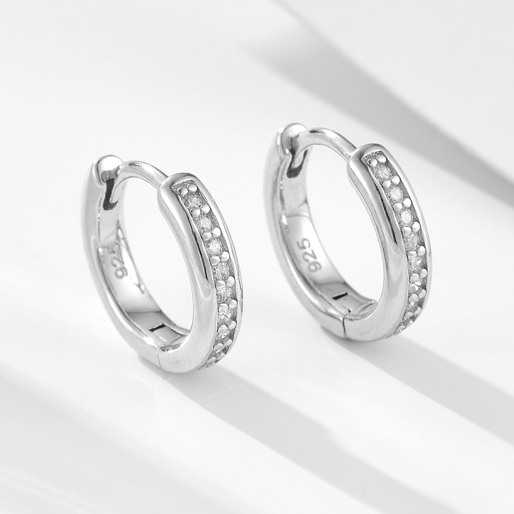 S925 Sterling Silver Classic Zircon Ear Buckle Earrings