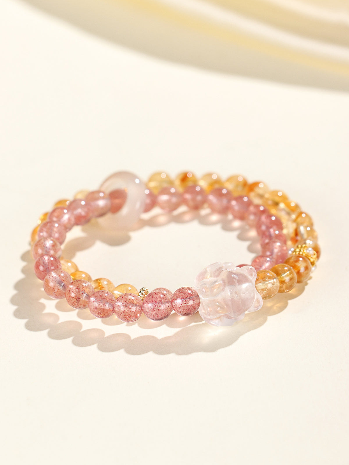 Strawberry Quartz Crystal Nine-Tailed Fox Bracelet