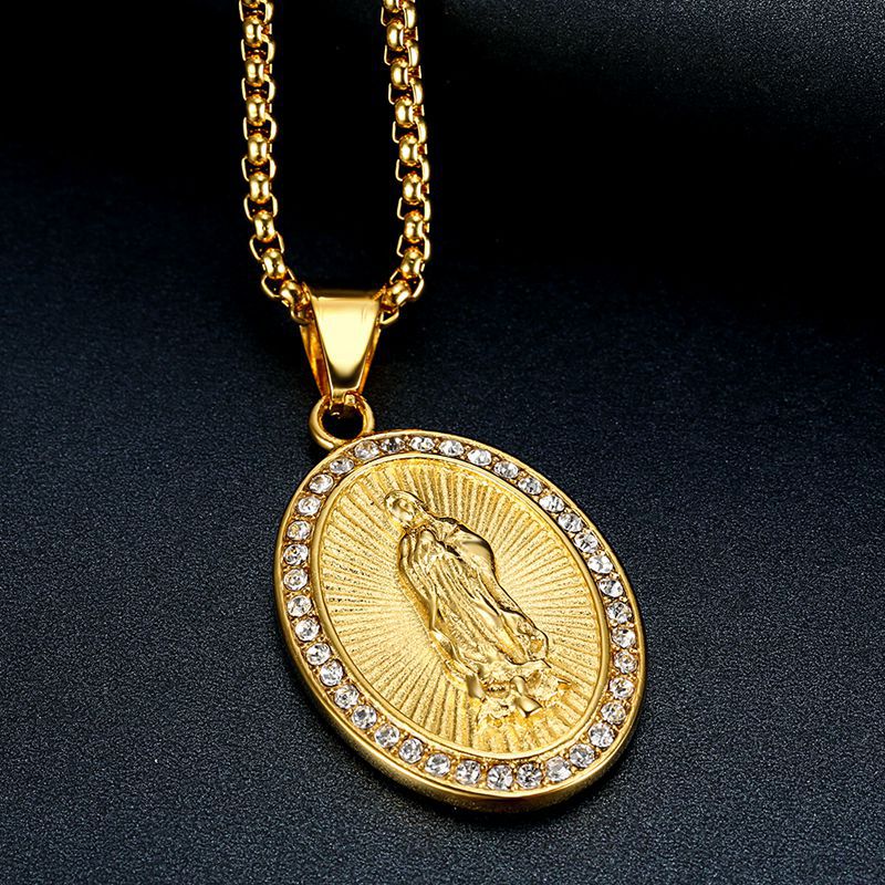 Planderful Titanium Steel Necklace With Gold Plated Zircon Pendant For Urban Hip Hop Fans
