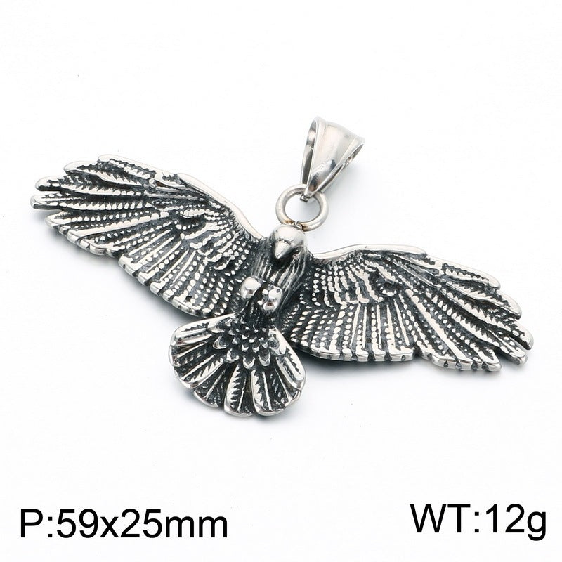 Punk Style Bird Of Prey Eagle Pendant Retro Smeared Eagle Wing Owl Necklace