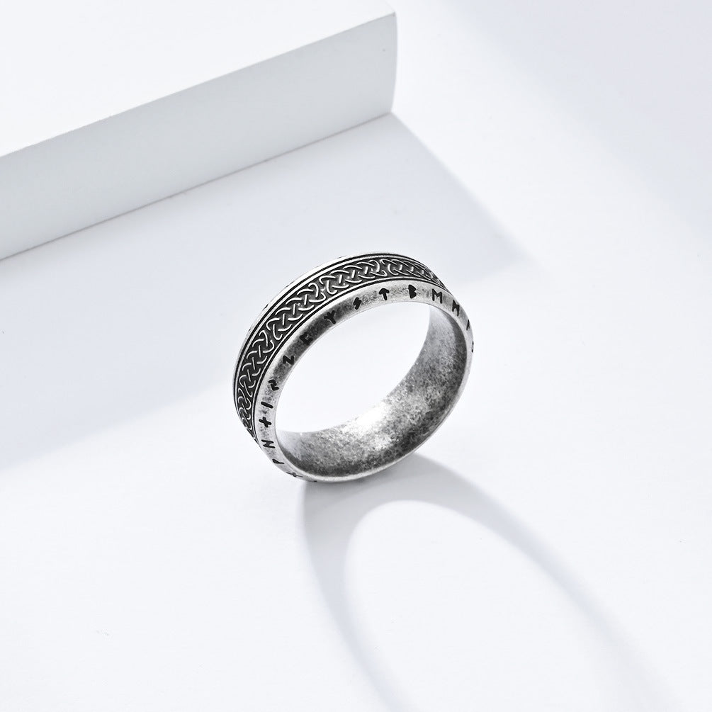 Nordic Retro Celtic Knot Viking Titanium Steel Ring for Men