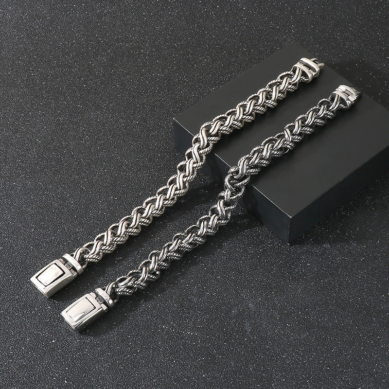 Planderful Mens Bracelet Retro Hipster Titanium Steel