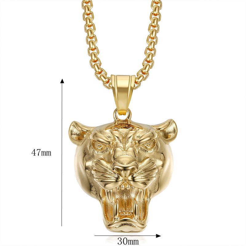 Planderful Bold Lion Head Pendant Necklace Stainless Steel Gold Plated For Hip Hop Fans And Streetwear Enthusiasts