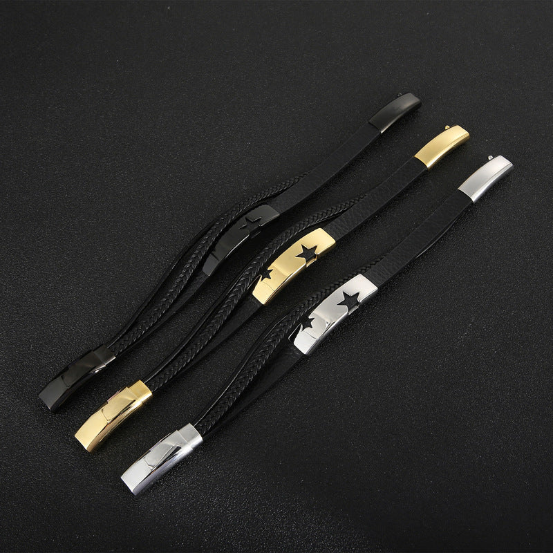 Adjustable Leather Bracelet – Punk Multi-Layer Men's Charm Bracelet Stainless Steel