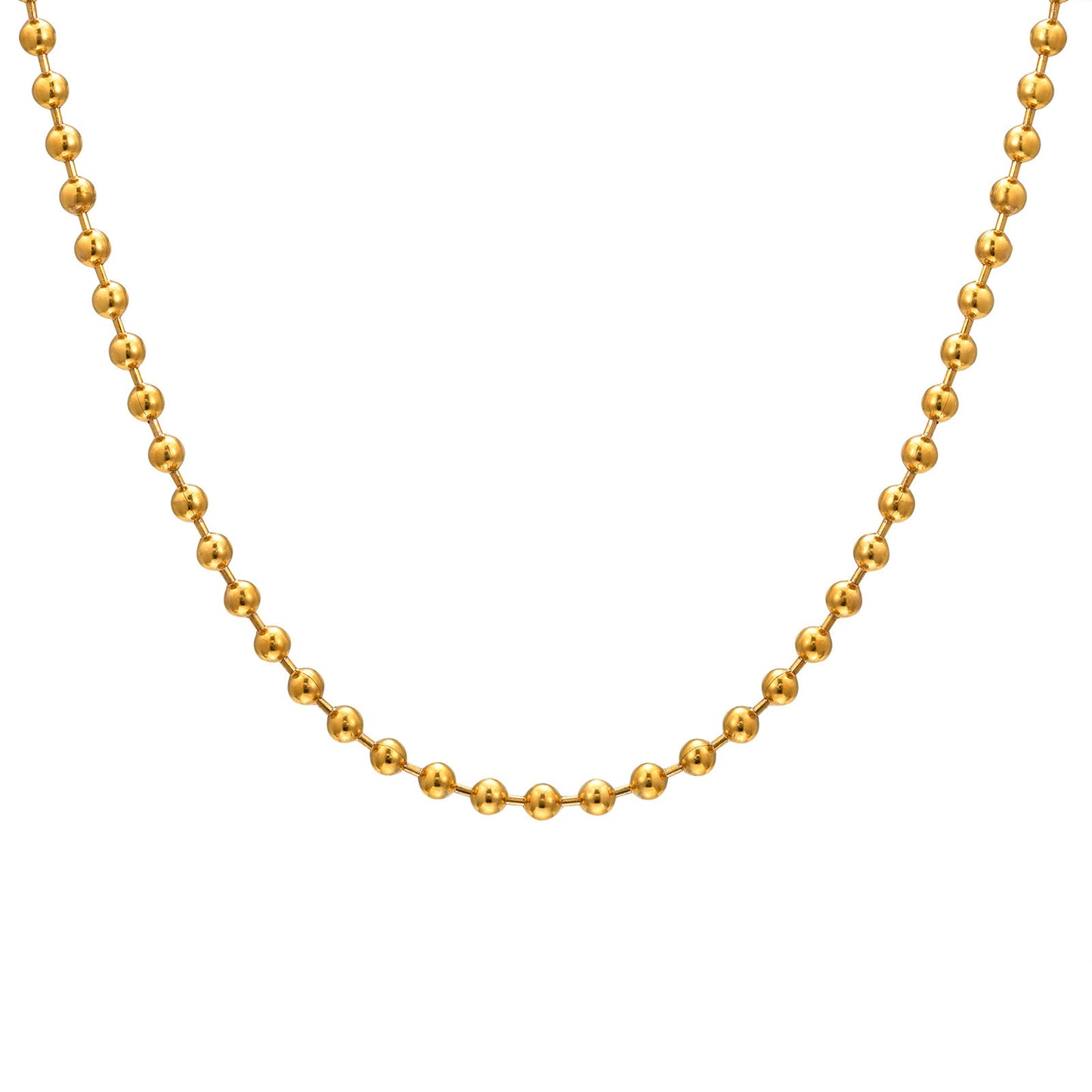 Stainless Steel Bead Chain – Gold Necklace – Women's Minimalist