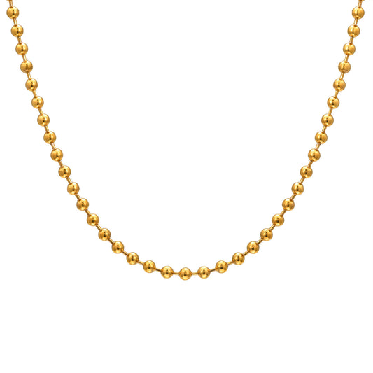 Stainless Steel Bead Chain – Gold Necklace – Women's Minimalist
