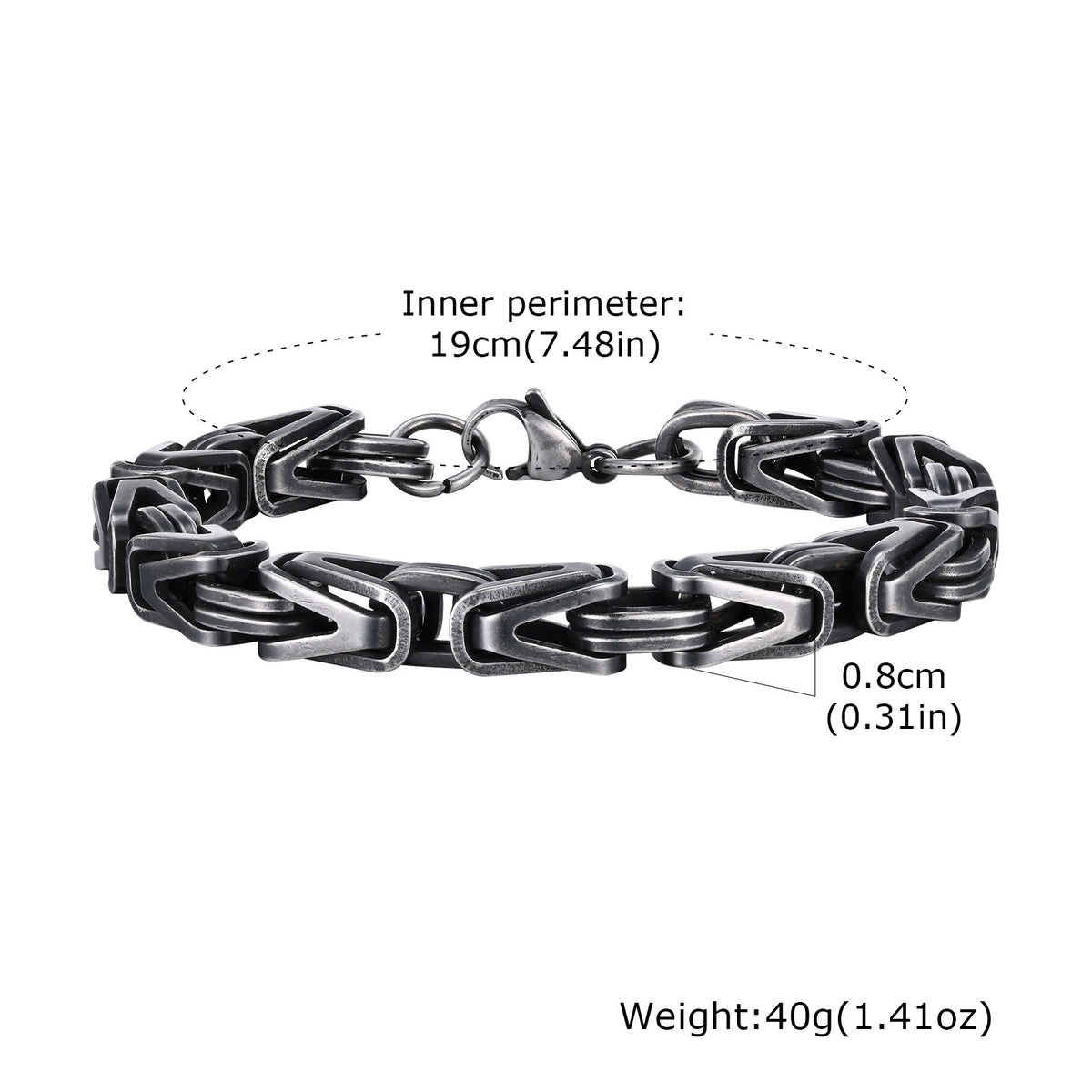 Vintage Black Stainless Steel Bracelet for Men