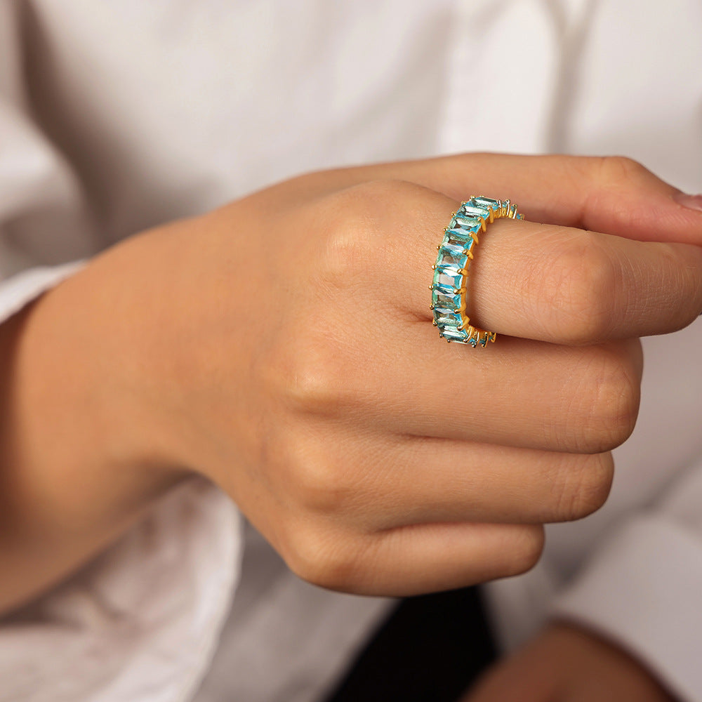 Copper Geometric Zircon Open Ring - Luxury European & American Design