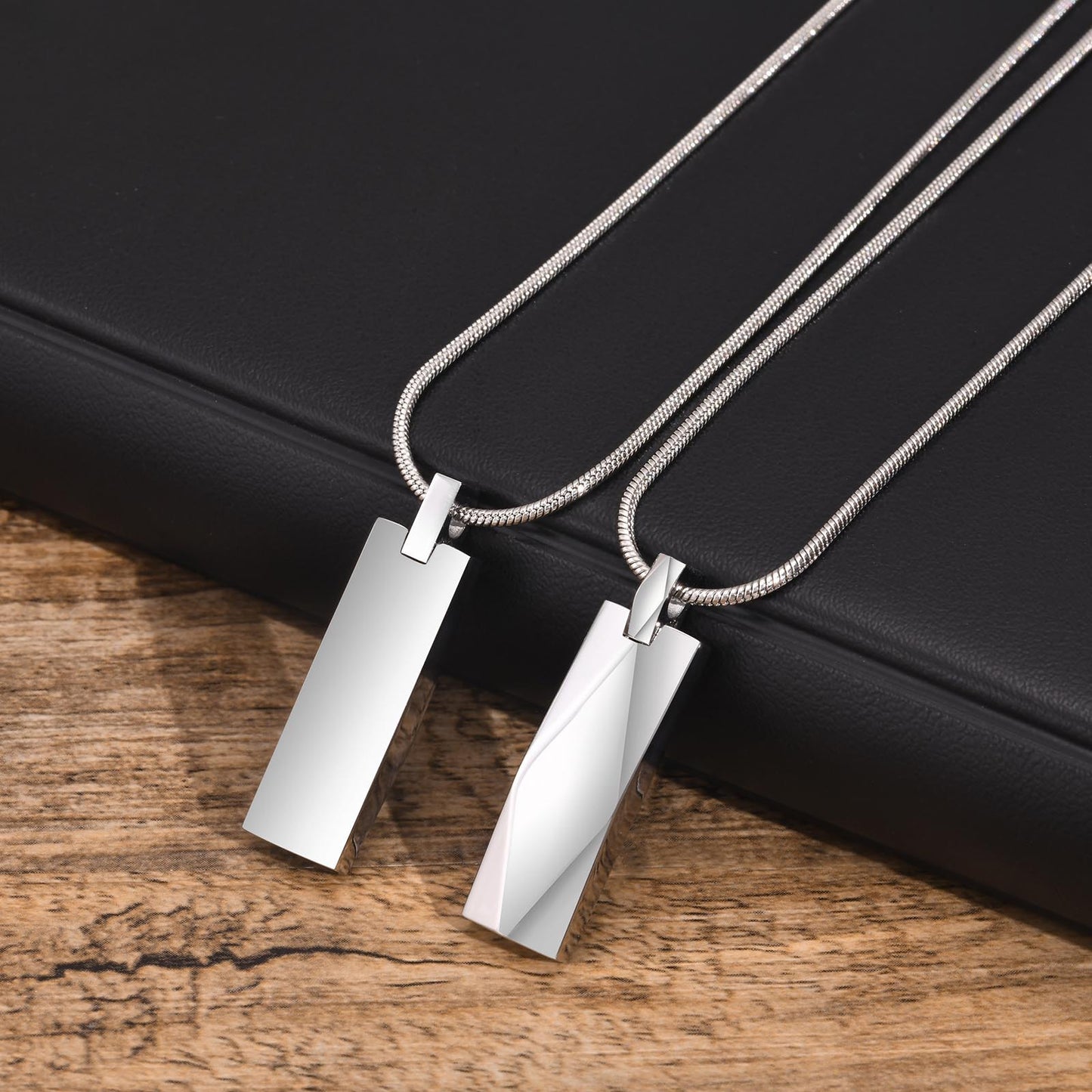 Stainless Steel Rectangular Strip Geometric Necklace for Men