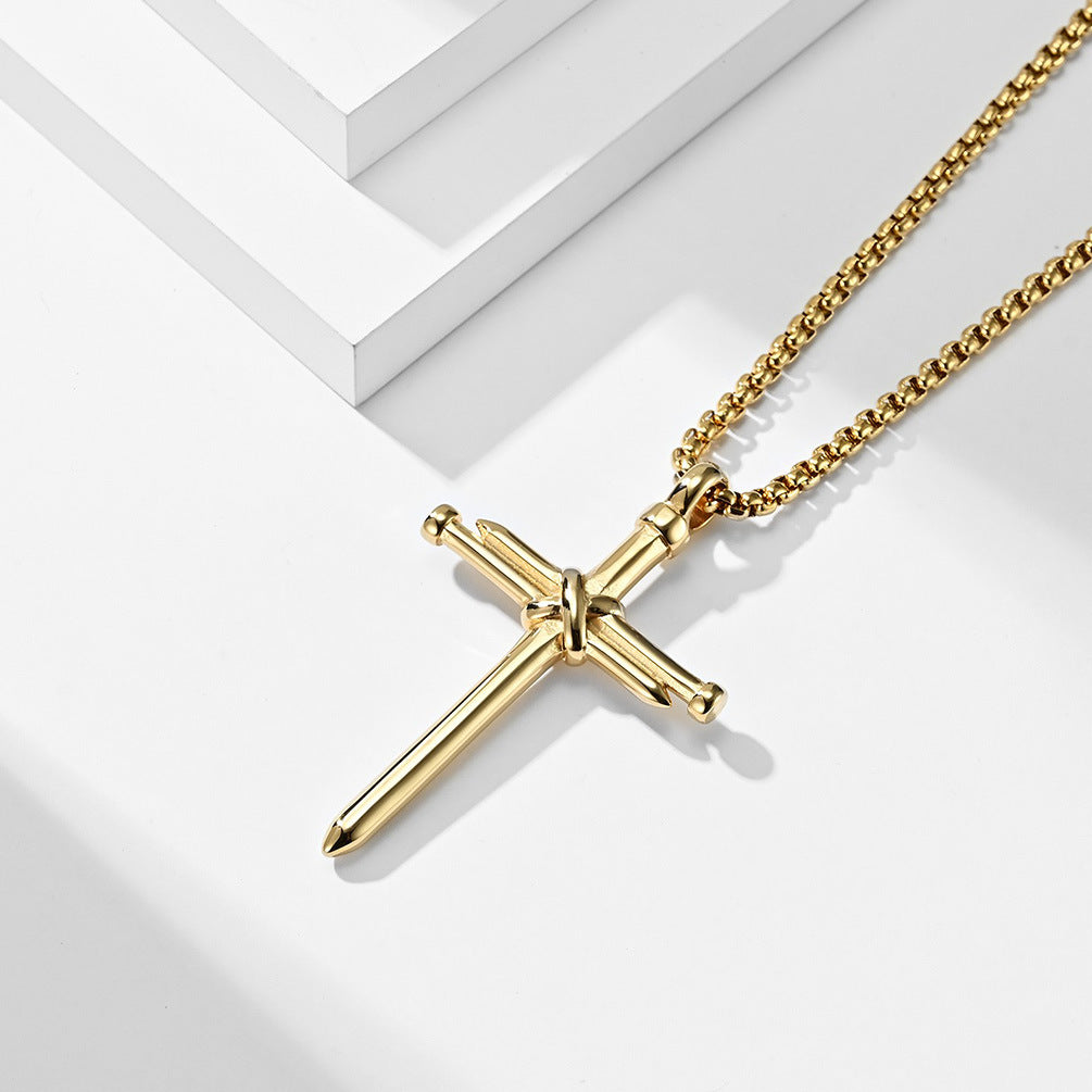 Stylish Titanium Steel Cross Pendant Necklace for Men