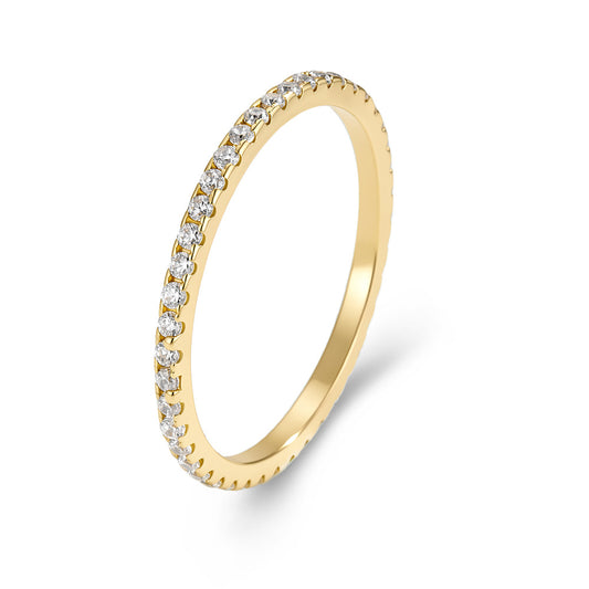 S925 Sterling Silver Plain Ring Row Zircon Ring Stacked