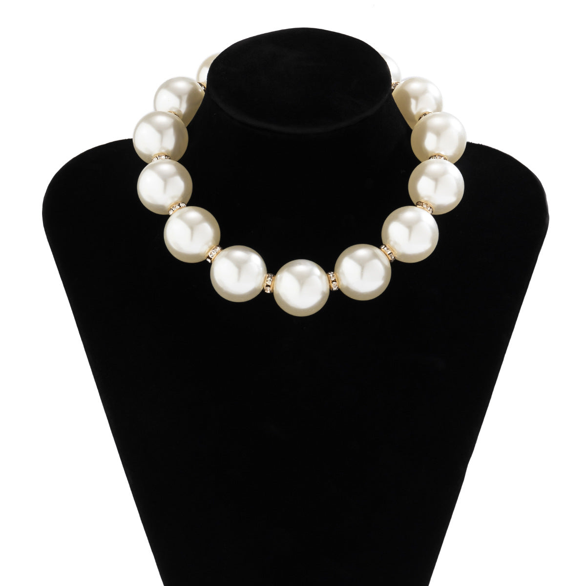 Planderful Vienna Verve Beaded Metal Necklace With Imitation Pearls And Rhinestones For Women Statement Jewelry