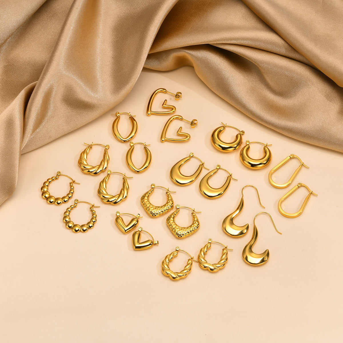 Sculptural Gold-Tone Hoop Earrings — 3 Styles