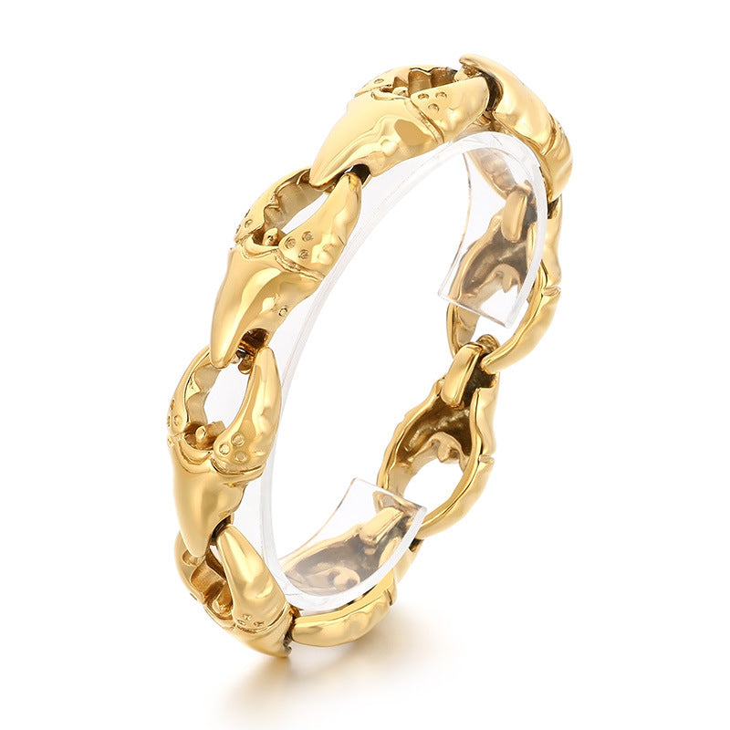 Rock Crab Claw Bracelet – Punk Vacuum Plating – Gold Clamp Titanium Steel Men's