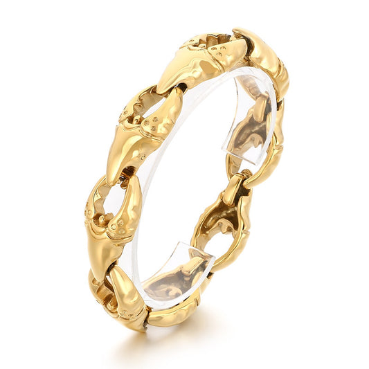 Rock Crab Claw Bracelet – Punk Vacuum Plating – Gold Clamp Titanium Steel Men's