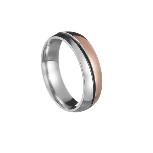 Elegant Titanium Steel Zircon Wedding Rings - Couple Set