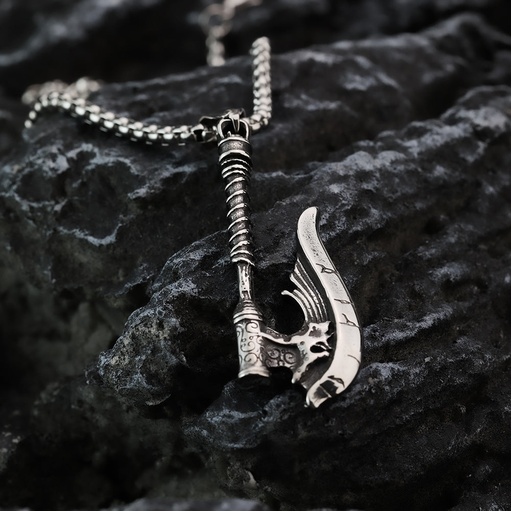 Planderful Viking Rune Pendant Durable Titanium Steel For Men Premium Norse Legacy Axe Style Necklace