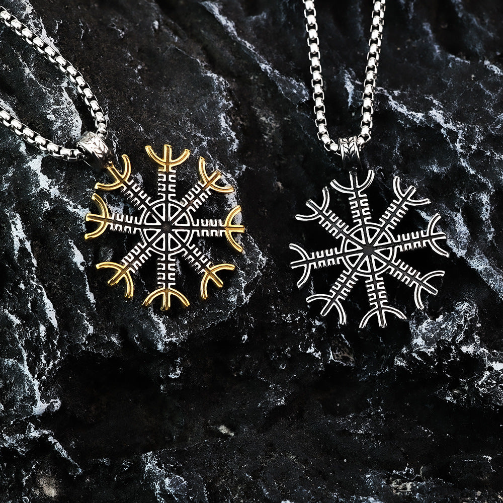 Nordic Vintage Men's Pendant Stainless Steel Viking Compass Necklace