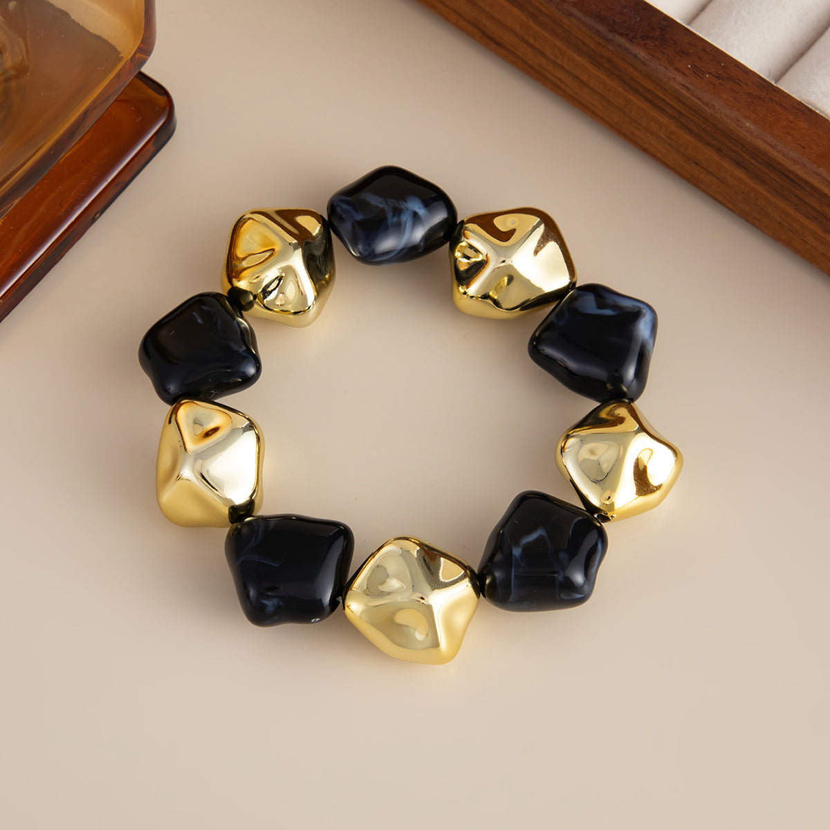 Planderful Black Pearl Bracelet Elastic Beaded For Readers