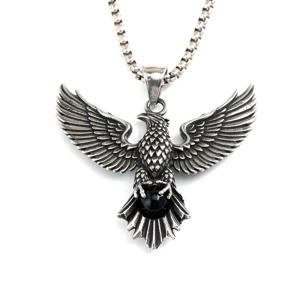 Vintage Eagle Stainless Steel Pendant Necklace