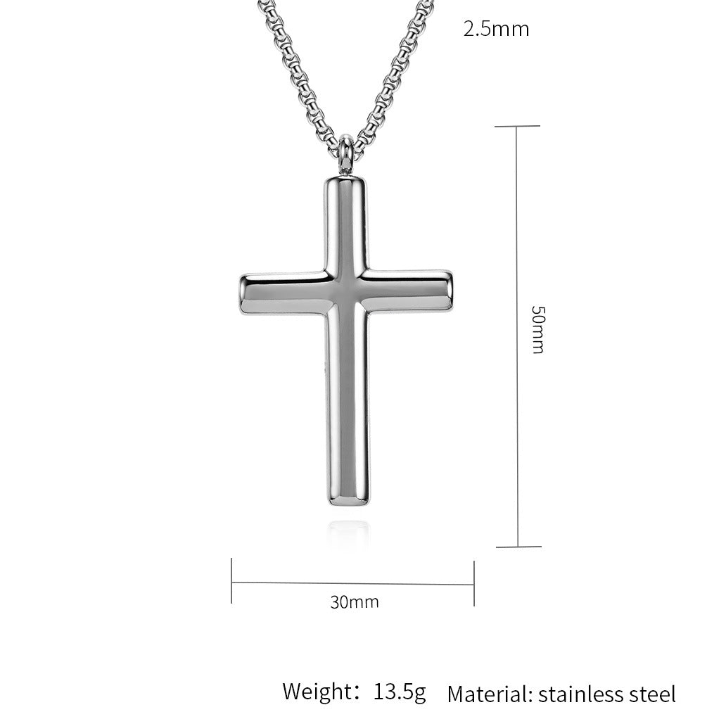 Planderful Cross Necklace Titanium Steel Unisex Geometric Curved Pendant Sleek Durable Everyday Genie