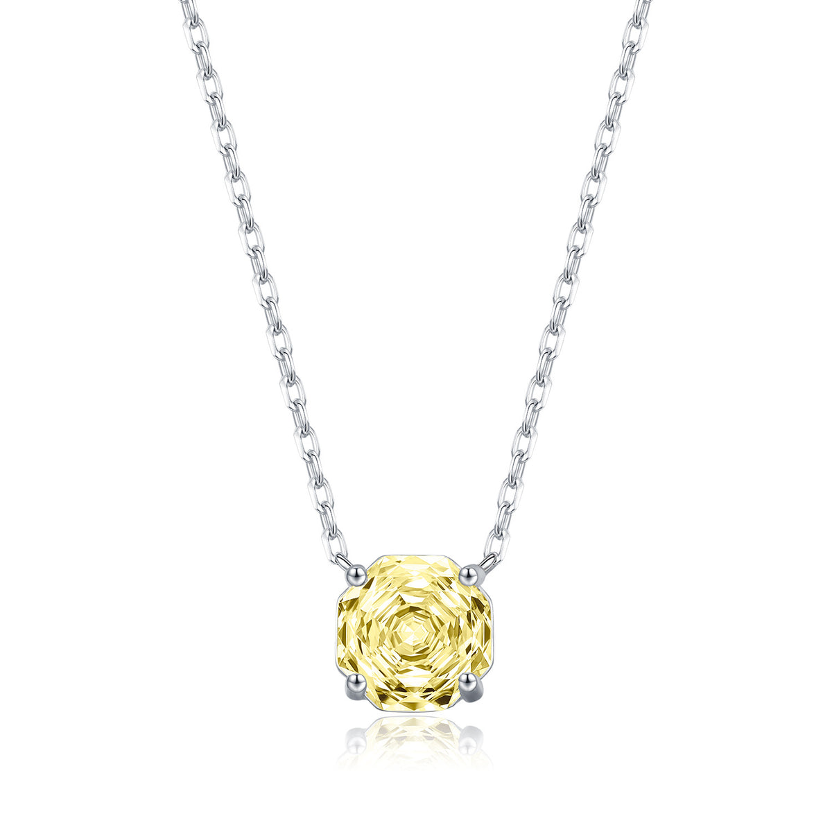 925 Sterling Silver Soft Yellow Rose-Cut Necklace