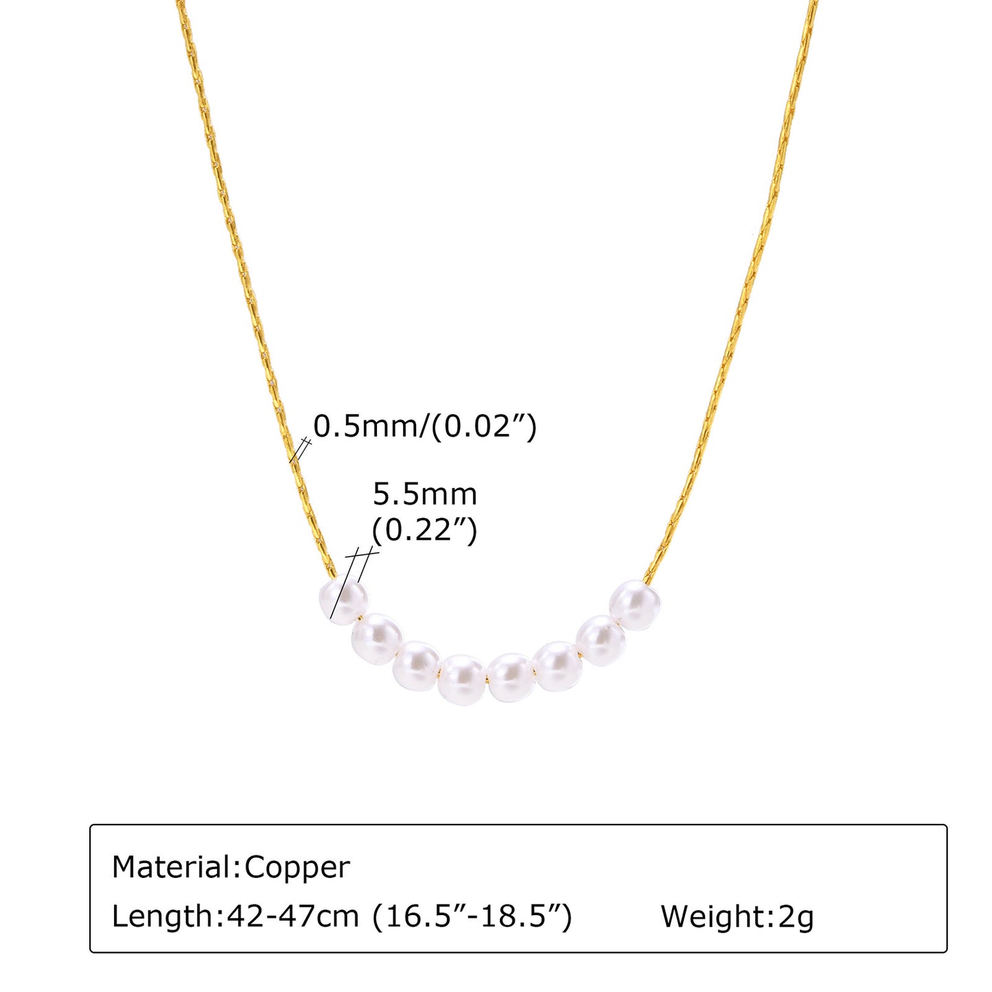 Copper 8 Imitation Pearl Necklace Gold Women's Jewelry