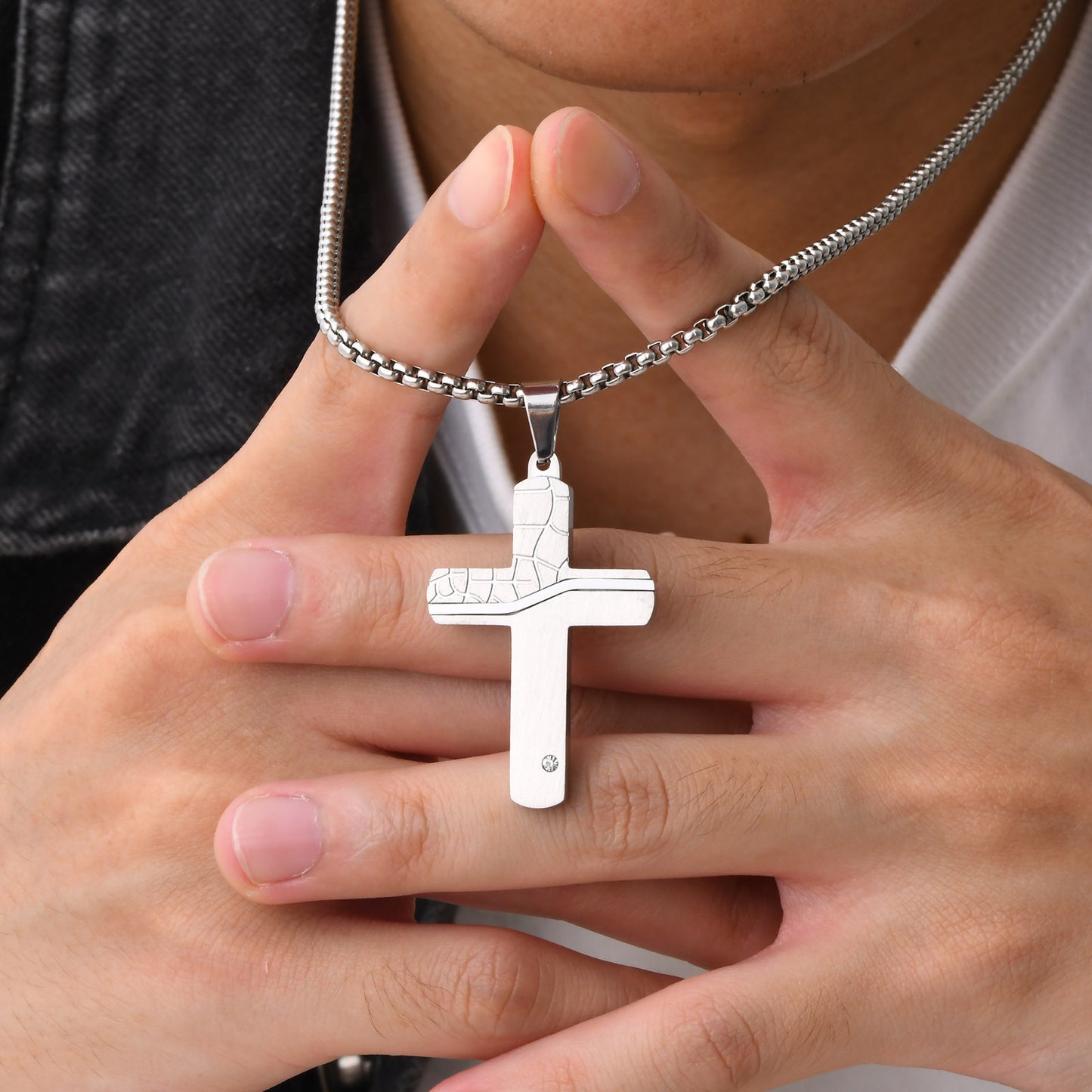 European And American Jewelry Stainless Steel Cross Pendant Necklace For Men