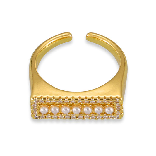 Elegant Copper Ring with Micro-Inlaid Zircon - Personalized Commuter Jewelry