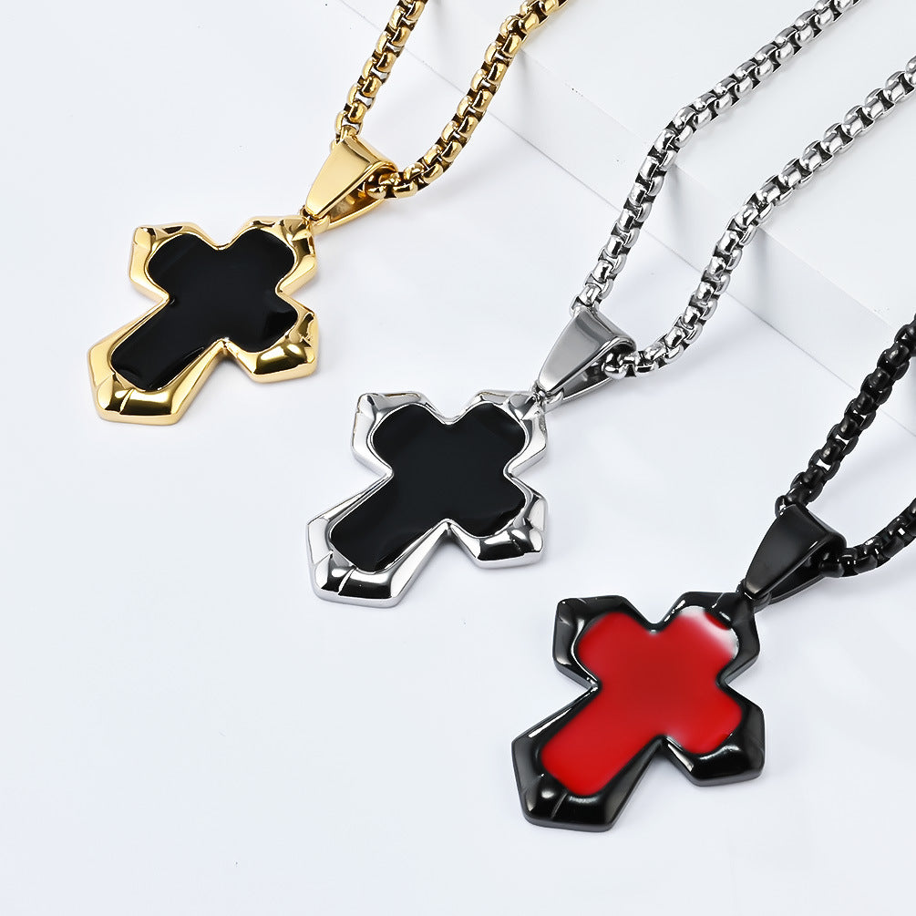 Cross-Border Jewelry Wholesale Titanium Steel Cross Necklace