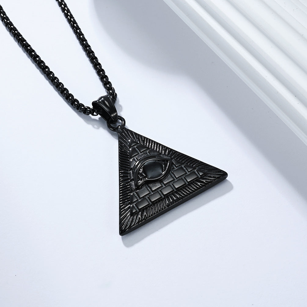 Eye Of Horus Necklace Titanium Steel Pendant For Men By Planderful Ancient Egyptian Pyramid Jewelry Protective Wear