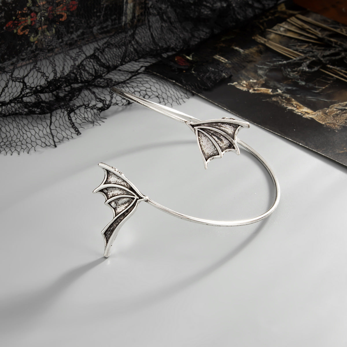 Gothic Spider Web Cross Open Arm Bracelet Bold Statement Planderful Vienna Verve For Halloween Lovers