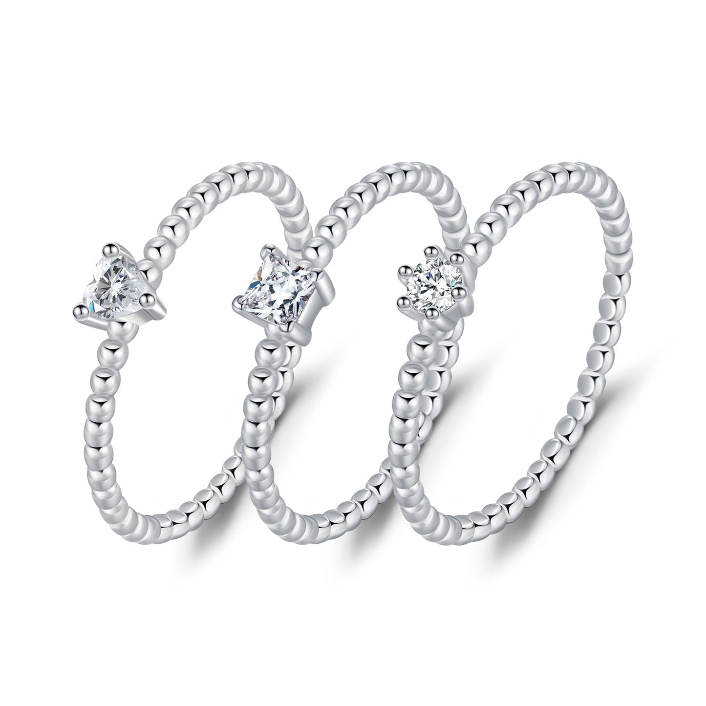 Planderful Moissanite Sparkling Ring – Elegant Geometric Design with Moissanite Beads