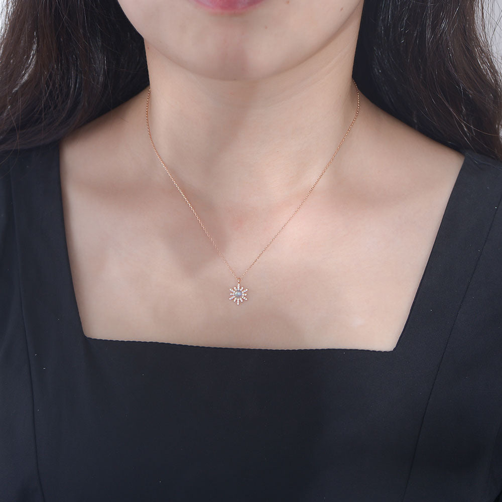 Wind Burst 925 Sterling Silver Natural Opal Pendant Necklace