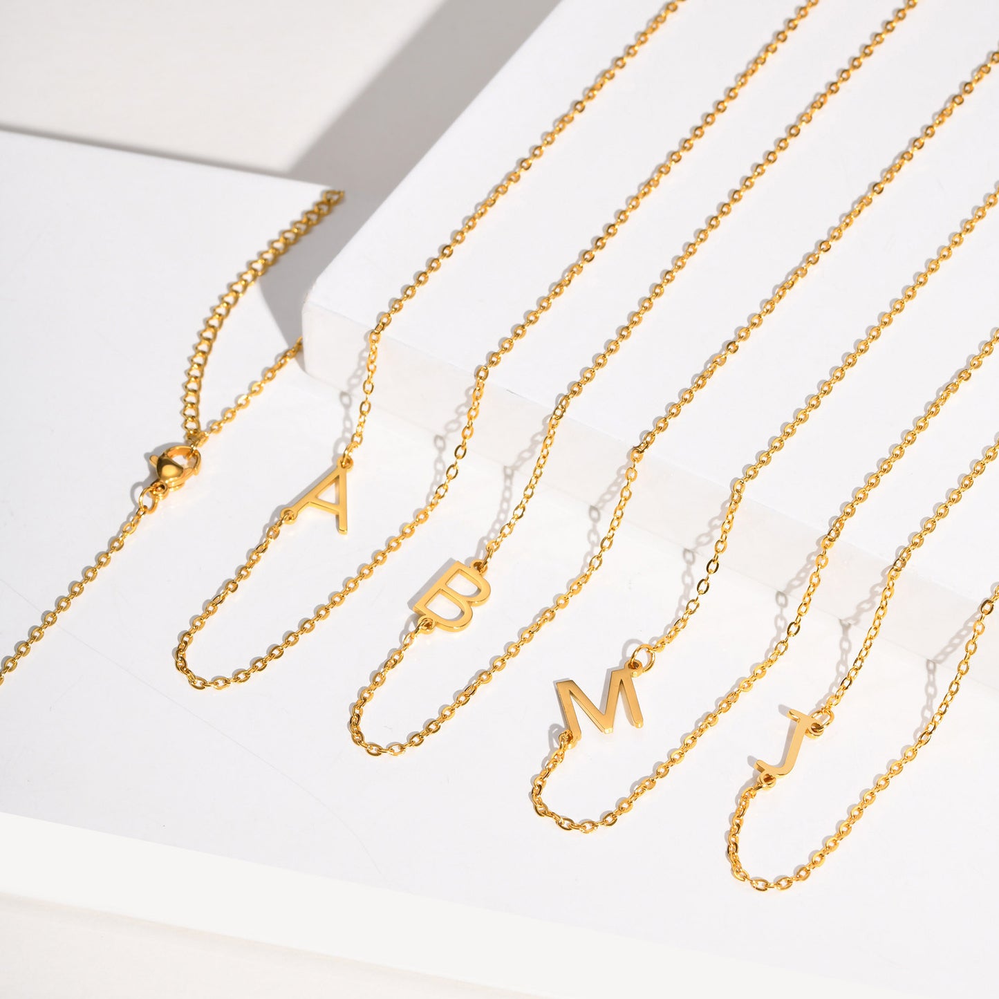 Stainless Steel Flat Cross Chain Letter Necklace Gold Collarbone Chain Letter