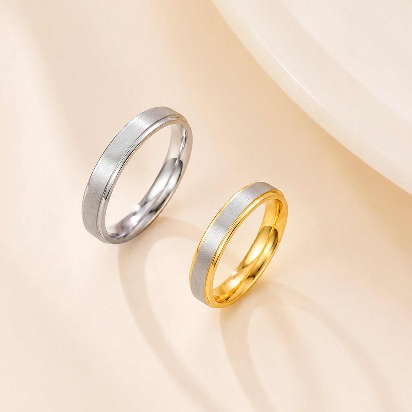 Stainless Steel Zircon Ring Two Tone Gold And Silver Elegant Unisex Couple Jewelry By Planderful Everyday Genie