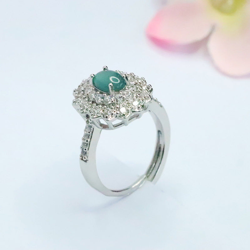 Blue-Water Jadeite Woven Light Ring