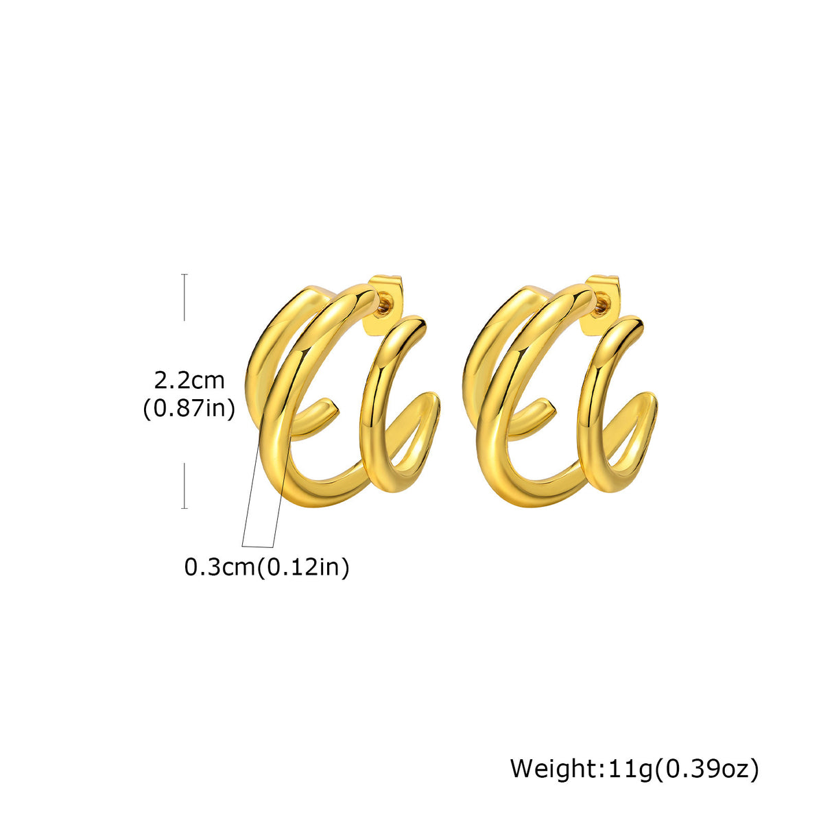 Gold-Tone Double-Loop Open Hoop Earrings