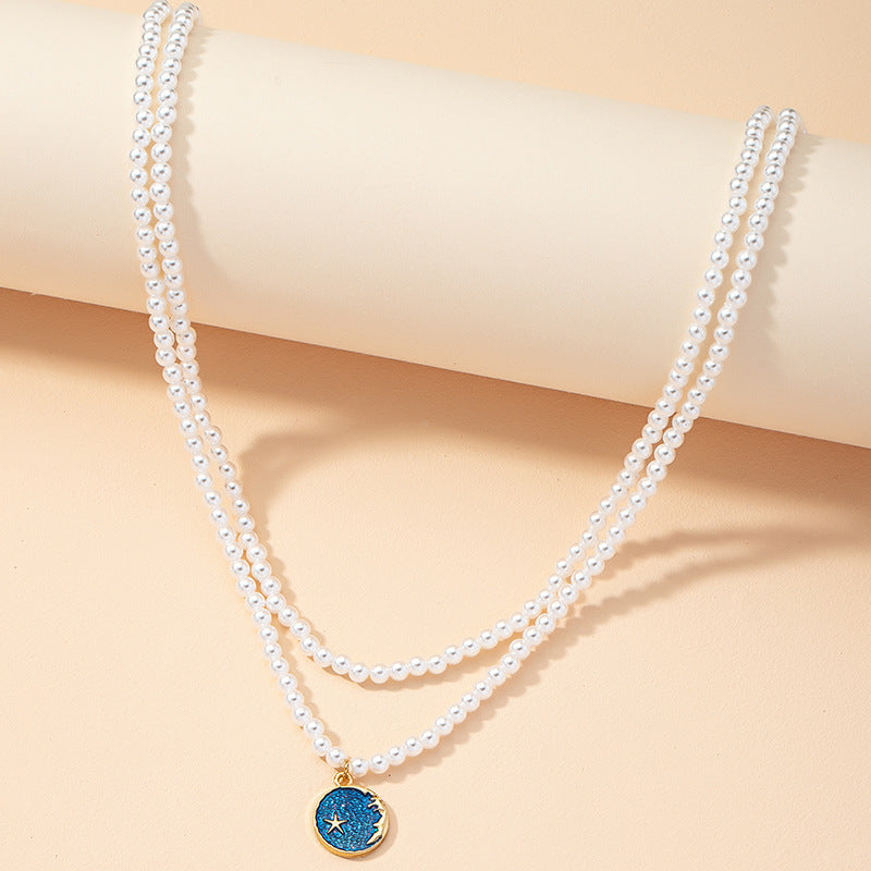 Midnight Sky Pearl Pendant Sweater Chain - Vienna Verve Collection by Planderful