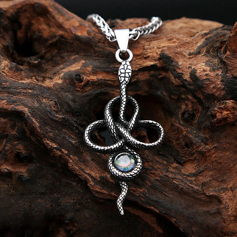 Gothic Viking Snake Stainless Steel Men's Pendant Necklace