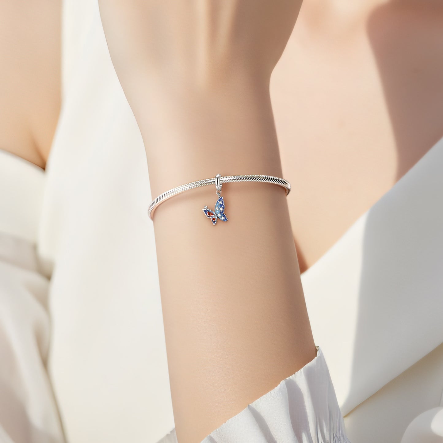 Planderful Jewelry Sterling Silver Butterfly Pendant Zircon