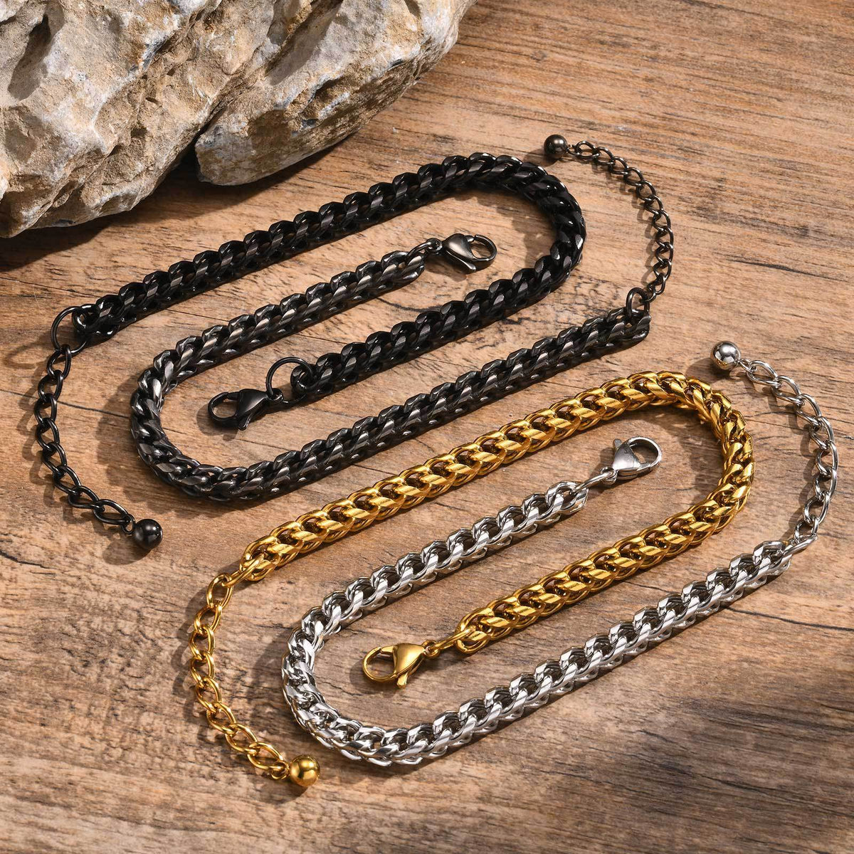 And Hip-Hop Keel Chain Stainless Steel Bracelet for Men