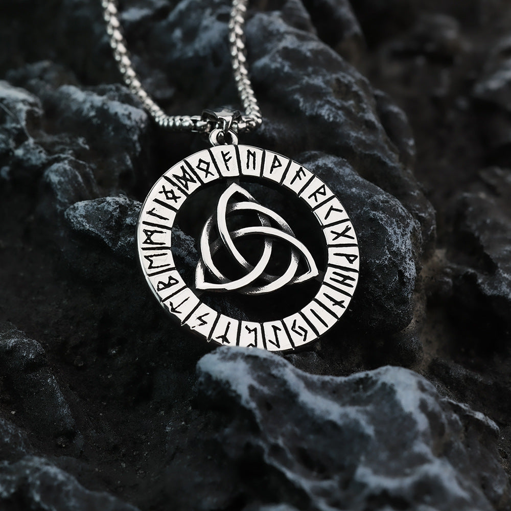 Planderful Norse Legacy Titanium Steel Rune Pendant Necklace For Men Viking Celtic Knot Jewelry